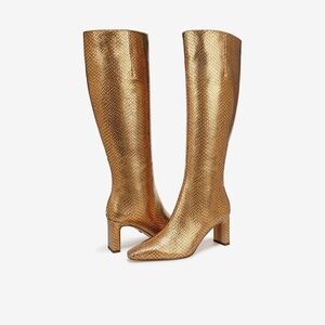 Sam Edelman Sylvia 2 Gold Snakeskin Knee-High Boots 8 Wide NWT
